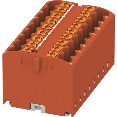Červený elektrický blok konektorov s viacerými pripojovaciami bodmi, vhodný pre priemyselné aplikácie.