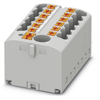 Sivý elektrický pripojovací blok s viacerými oranžovými svorkami určený na jednoduché dvojvodičové prepojenie v obdĺžnikovom kryte.