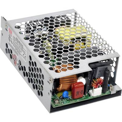 Spínaný napájací zdroj s kovovým mriežkovým krytom, viditeľnými elektronickými súčiastkami a svorkami na bočnej strane.