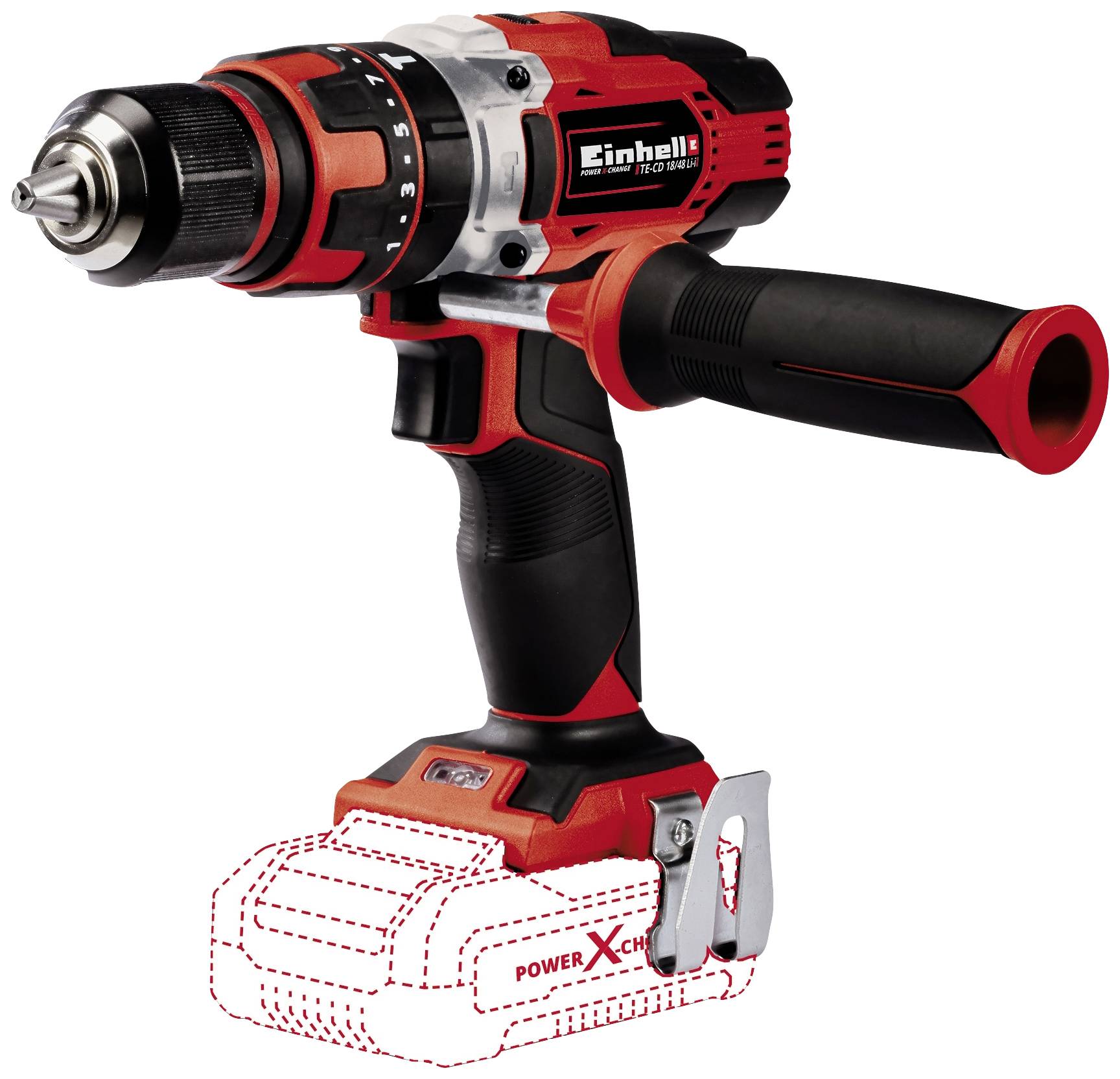 Einhell Power X-Change TE-CD 18/48 Li-i-Solo 2-växel-Slagborrmaskin batteri Utan laddare, exkl. batteri/laddare