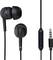 Čierne slúchadlá do uší s káblom a integrovaným mikrofónom, ktoré obsahujú 3,5 mm audio konektor.