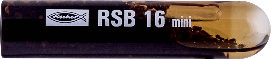 Tmavá priesvitná kapsúla s nápisom "RSB 16 mini" s logom Fisher, zobrazená vodorovne na bielom pozadí.