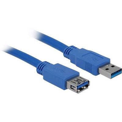 Modré USB kábel s USB zástrčkou a USB zásuvkou.