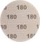 Guľatý nálepný brúsny papier so zrnitosťou '180', pravidelne opakovaný hnedým písmom na béžovom pozadí.