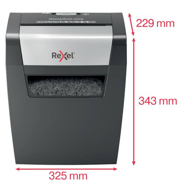 Rexel Momentum X308 skartovačka časticový rez 5 x 42 mm 15 l Počet listov (max.): 8 listov Krížový rez sponky do zošívač-4