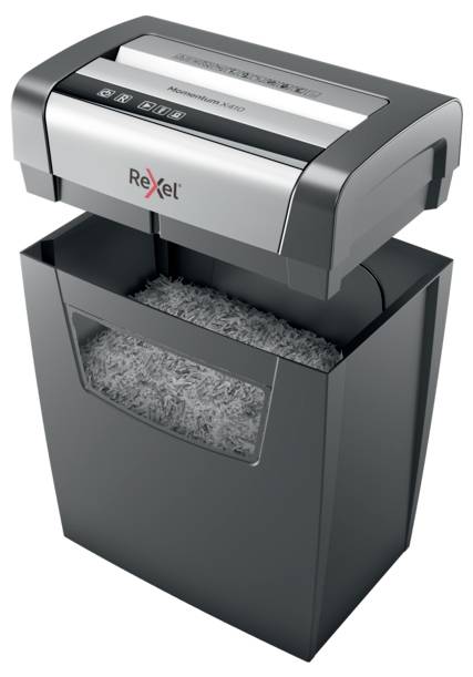 Rexel Momentum X410 skartovačka mikrorez 4 x 28 mm 23 l Počet listov (max.): 10 listov Krížový rez sponky do zošívačky, -1