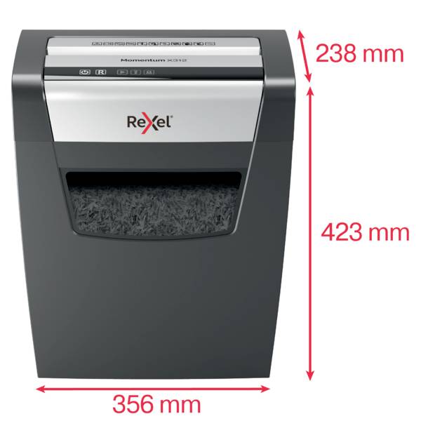 Rexel Momentum X312 skartovačka časticový rez 5 x 42 mm 23 l Počet listov (max.): 12 listov Krížový rez sponky do zošíva-5