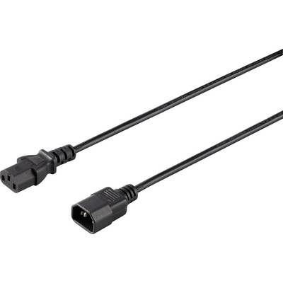 Čierny sieťový kábel s jedným samčím a jedným samičím konektorom, vhodný na pripojenie elektronických zariadení.