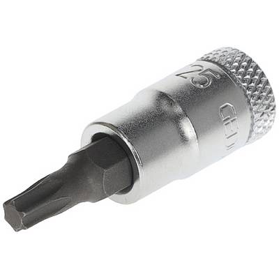 Strieborný torx bit s označením T25, vhodný pre skrutkovač alebo vŕtačku.