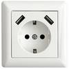 LEDmaxx 106648 1-násobný zásuvka do steny s USB, detská ochrana biela