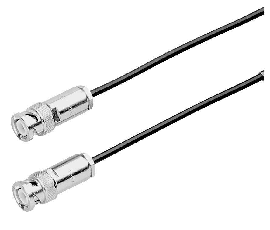 Dva čierne káble s kovovými konektormi. Adaptér pre elektronické zariadenia, často používaný na prenos videa alebo dát.