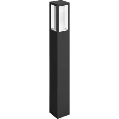 Čierna, obdĺžniková vonkajšia lampa s priesvitnými plochami navrchu, vhodná na osvetlenie záhrad alebo chodníkov.