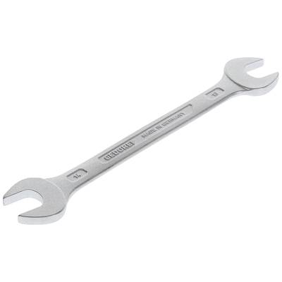Strieborný obojstranný kľúč s nápisom 'Made in Germany'. Vľavo: 13 mm, vpravo: 15 mm. Leží plochý na bielom pozadí.