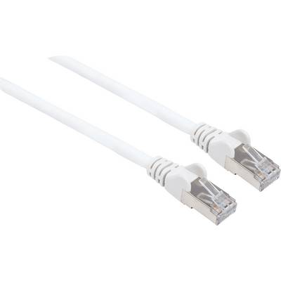 Dva biele ethernetové káble s RJ45 konektormi, vedľa seba položené na bielom pozadí.