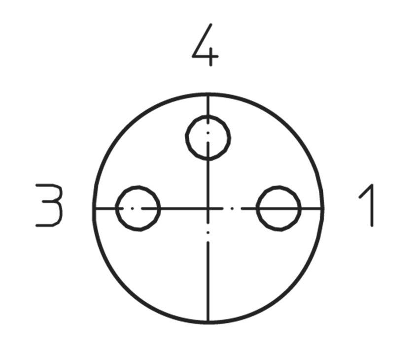 Technický nákres kruhu s tromi opísanými kruhmi a popiskami: '1', '3', '4'. Geometrické usporiadanie.