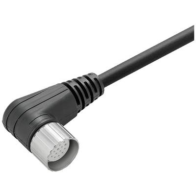 Čierno-sivý, pravouhlý kábel s okrúhlou, kovovú, viacpólovou zásuvkou. Vhodný pre elektronické prepojenia.
