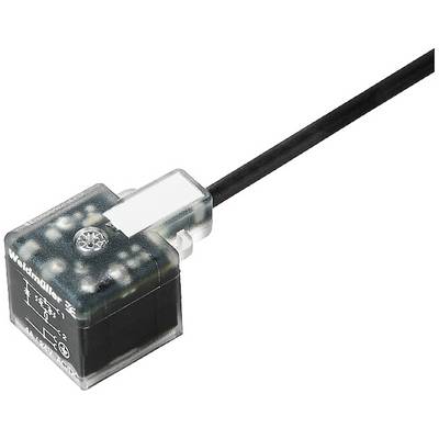 Elektronická súčiastka s káblom, pravdepodobne senzor alebo spínač, ktorý riadi elektrický prúd alebo signály. Označená značkou 'Weidmüller'.