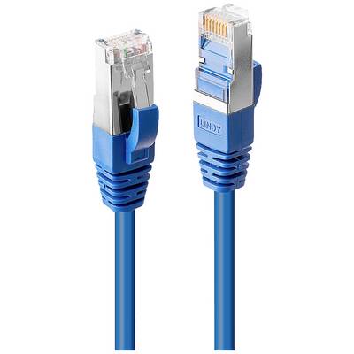 Dva modré ethernetové káble s kovovými konektormi, umiestnené vedľa seba vo zvislej polohe, vhodné pre sieťové pripojenia.