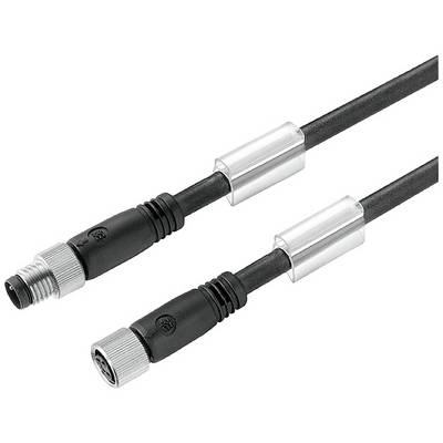 Dva čierne káble so striebornými konektormi a feritovými jadrami na zníženie elektromagnetického rušenia.