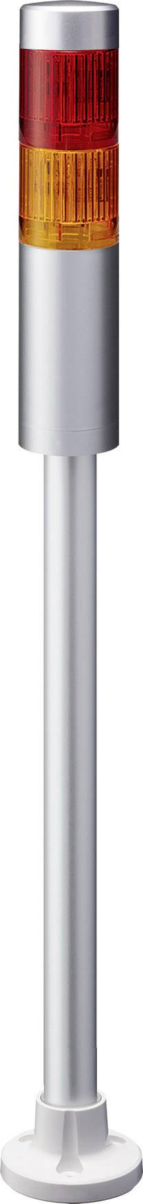 Signálna svetelná lampa s jasne červenými a žltými pruhmi, namontovaná na striebornej tyči. Používaná na indikáciu stavu stroja.