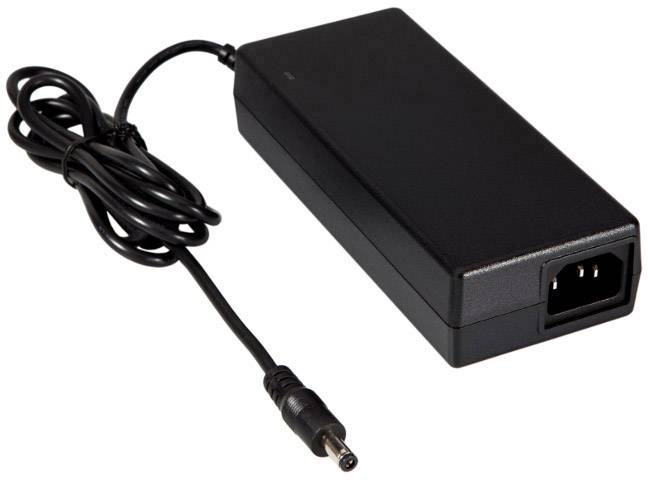 Čierna sieťová nabíjačka s káblom a zástrčkou, vhodná pre elektronické zariadenia.