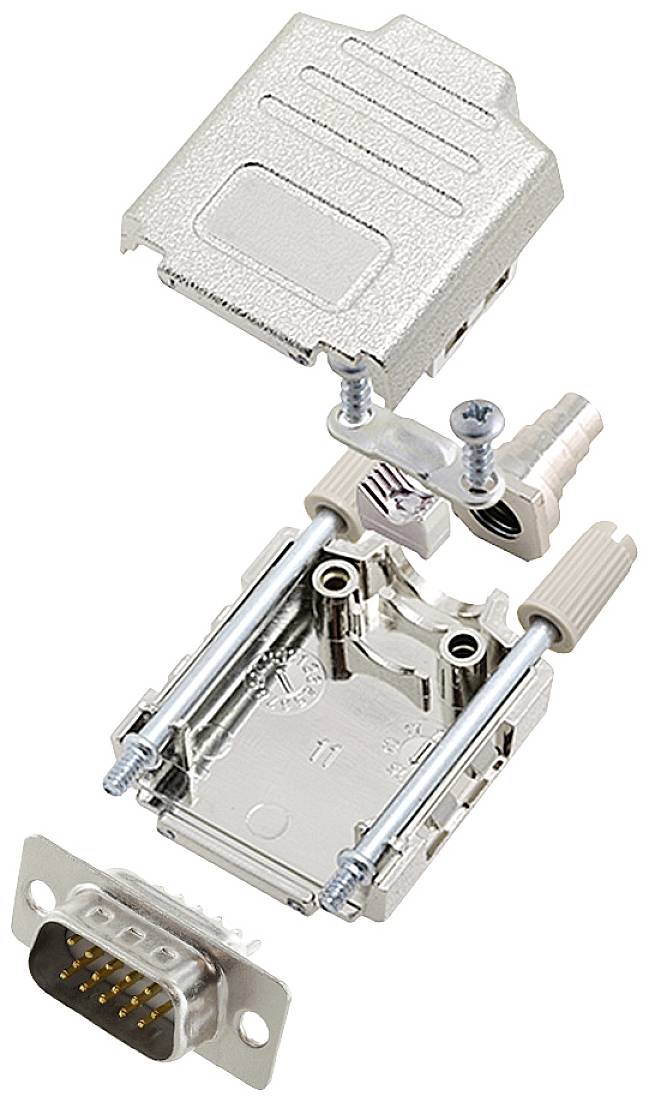 encitech DPPK09-M-HDP15-W-K 6355-8014-01 KIT connettori maschio SUB-D 180 ° Numero Poli (num): 15 Punte a saldare 1 pz.