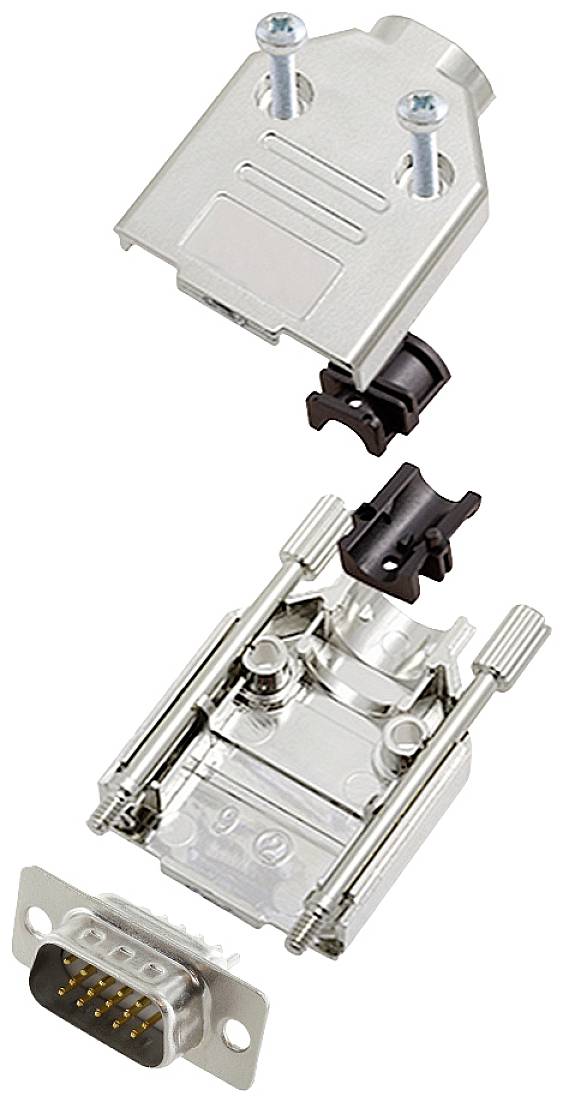 encitech DTPK09-M-HDP15-W-K 6355-8056-01 KIT connettori maschio SUB-D 180 ° Numero Poli (num): 15 Punte a saldare 1 pz.