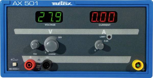 Metrix AX 501 laboratórny zdroj s nastaviteľným napätím, 0 - 30 V/DC, 0 - 2.5 A, bez ventilátora, výstup 1 x, AX0501A