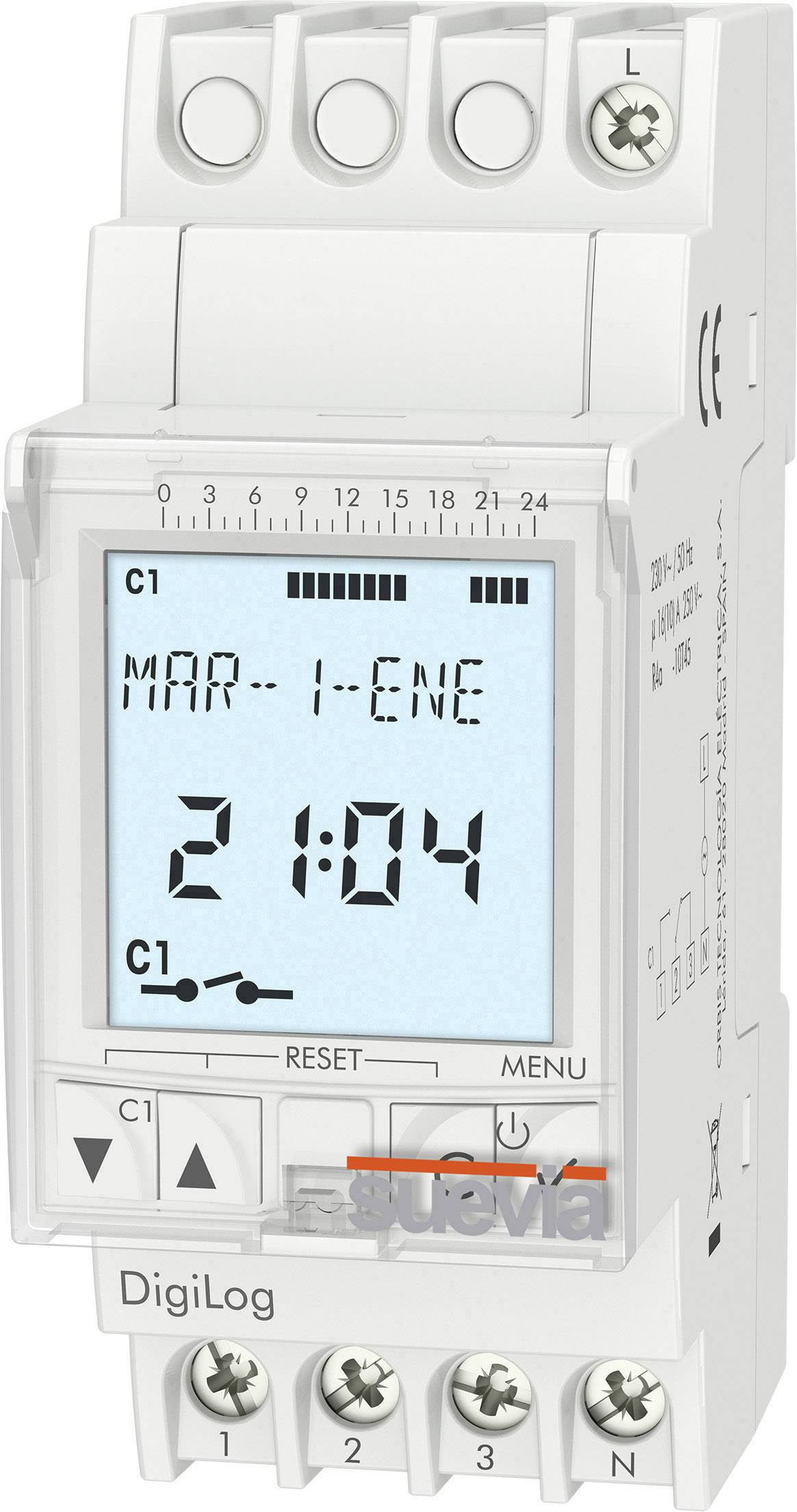 Suevia DigiLog Timer per guida DIN digitale 230 V/AC