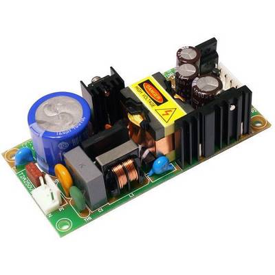 Elektronický obvod s kondenzátormi a cievkami rôznych farieb na doske plošných spojov, ktorý znázorňuje komponenty napájacieho zdroja.