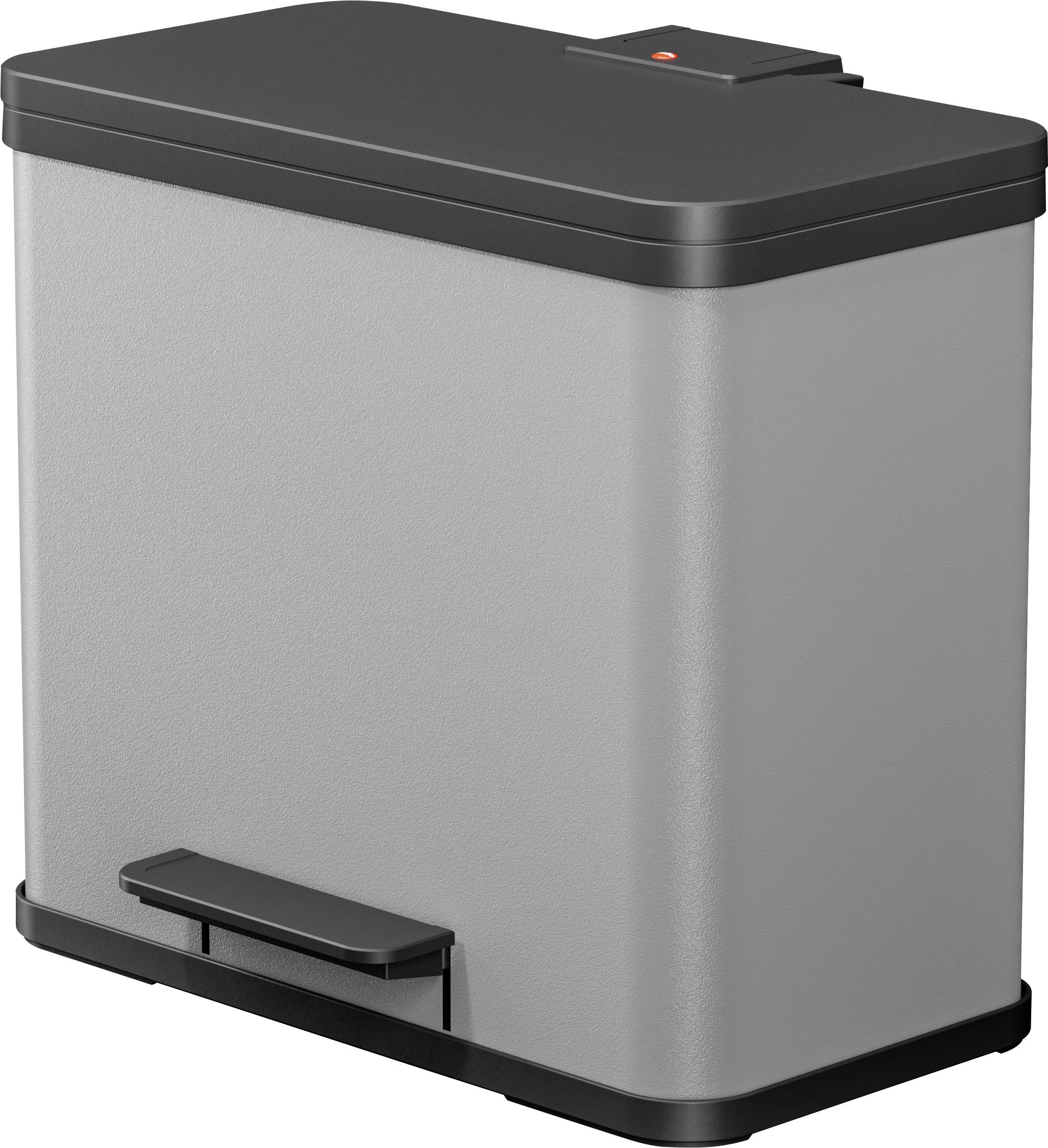 Hailo öko duo plus L 6302200 Bidone della spazzatura 26 l Lamiera dacciaio (L x A x P) 470 x 430 x 340 mm Grigio chiaro Meccanismo a pedale 1 pz.