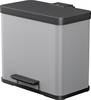 Hailo öko duo plus L 6302200 odpadkový kôš, 26 l, ocelový plech, (d x š x v) 470 x 470 x 430 mm, svetlosivá, s pedálovým otváraním, 1 ks