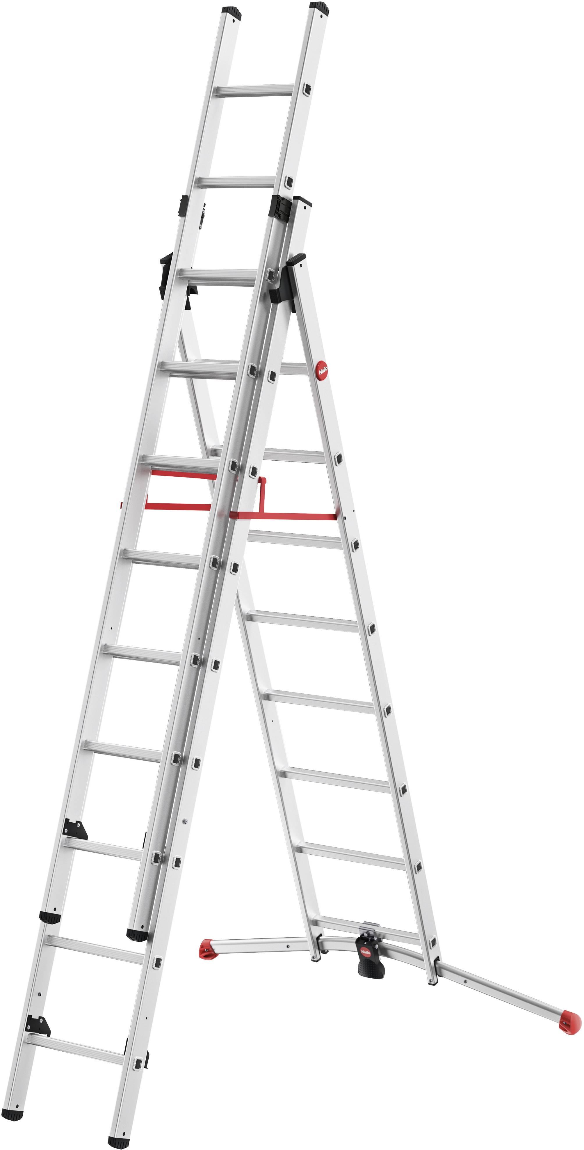 Hailo S100 ProfiLOT 9309-507 Alluminio Scala multifunzione Altezza operativa max: 6.6 m Argento, Rosso, Nero EN 131 21.7 kg