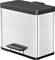 Kovový odpadkový kôš s nožným pedálom a čiernym vekom, vhodný do kuchyne alebo kancelárie.