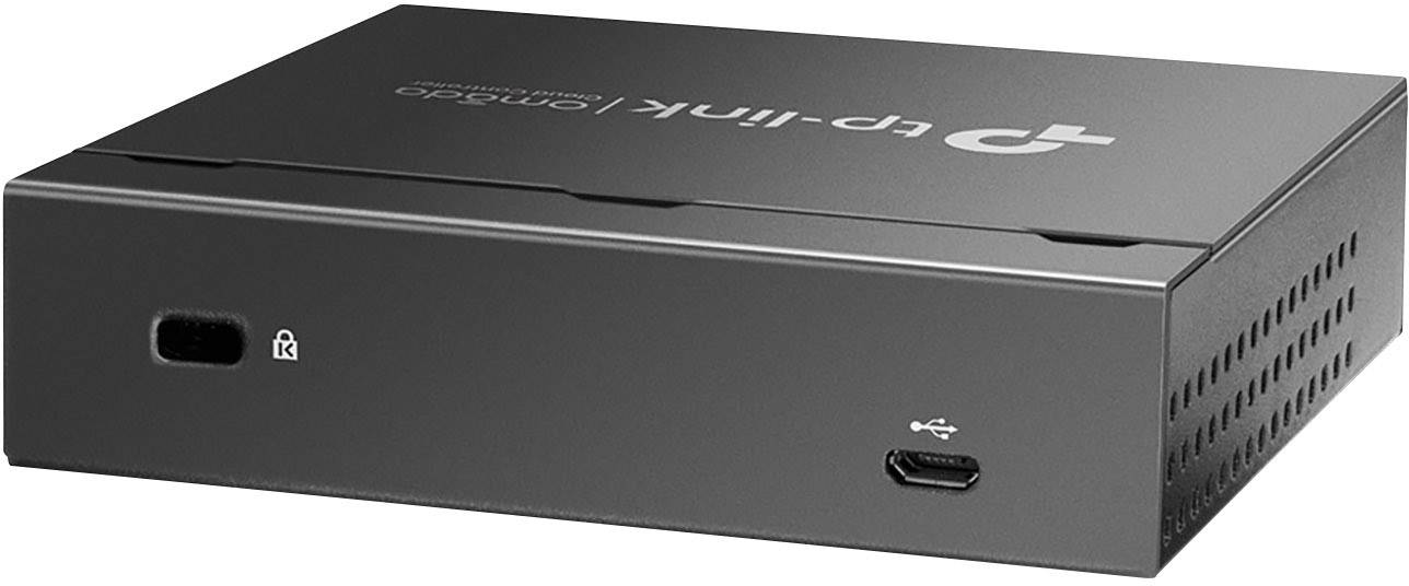 Čierne sieťové zariadenie s logom TP-Link, USB portom a vetracími otvormi na boku.