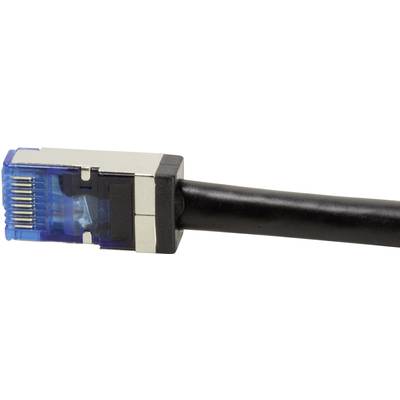 Modrý ethernetový kábel s konektorom RJ-45.