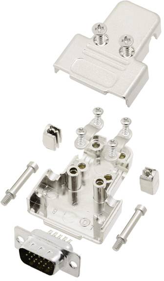 TRU COMPONENTS TCTRIM09HDP15K 7708604 sada D-SUB kolíkové lišty 180 ° Pólov: 15 spájkovaný 1 ks