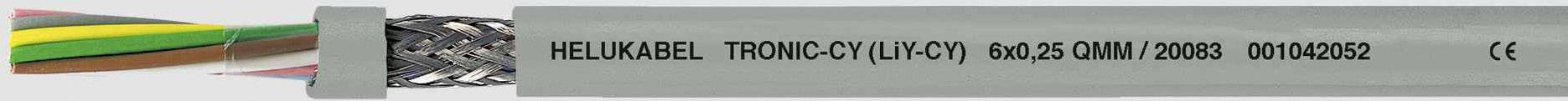 Viacžilový kábel s opletaným plášťom, označený ako 'HELUKABEL TRONIC-CY (Li-CY)'. Vhodný pre elektronické aplikácie.