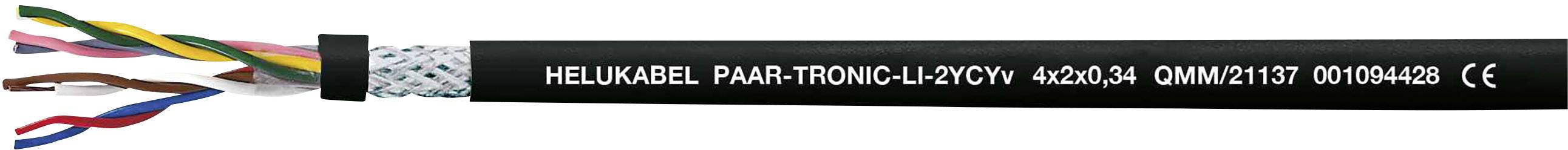 Čierne izolované káble s viacerými skrútenými vnútornými vodičmi s nápisom 'HELUKABEL PAAR-TRONIC-C-PVC'.