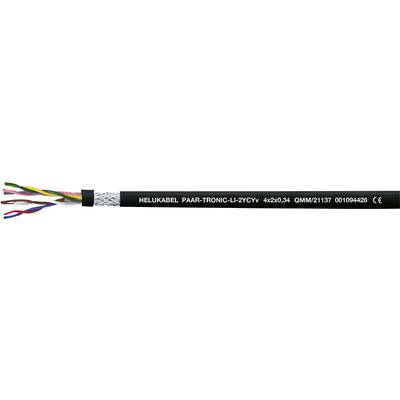 Čierne izolované káble s viacerými skrútenými vnútornými vodičmi s nápisom 'HELUKABEL PAAR-TRONIC-C-PVC'.