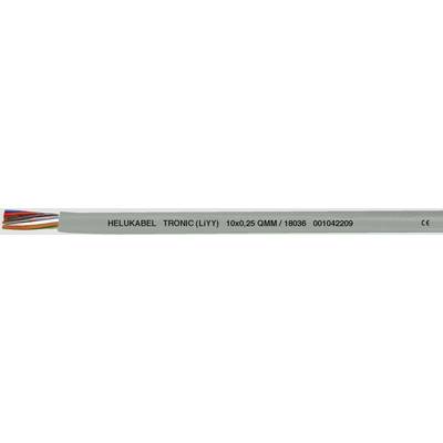 Sivý kábel so farebnými vodičmi vnútri, označený nápisom 'HELUKABEL TRONIC-C LIFY 10x0,25 QMM/18950 00100220'.