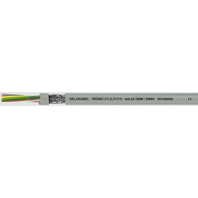 Sivý kábel s čiernym textom 'HELUKABEL TRONIC-CY (LI-CY) 0.6/1kV 20088 00064082 CE'. Kábel zobrazuje farebné vodiče.