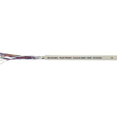 Viacžilový kábel so zeviditeľnenými farebnými vodičmi. Nápis: 'HELUKABEL P/N A-TRONIC 5x2x0,25 GMM/10098 00104292 CE'.