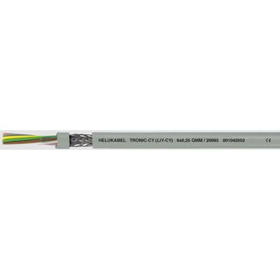 Kábel s označením 'HELUKABEL TRONIC-CY (Li-CY) 4x0,25 QMM//20088 DIN0492'. Obsahuje viaceré farebné drôty. Označenie CE je viditeľné.