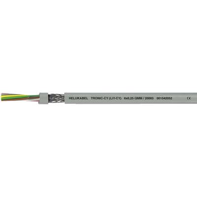Sivý kábel s označením 'HELU KABEL TRONIC-CY (LiY-CY) 600/YS C2H11 7G0.08 1DK03082'. Farebne rozlíšené vodiče sú viditeľné.
