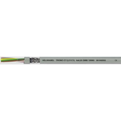 'HELUKABEL TRONIC-CY (LiYCY) 0040-5 600V 2000B 01046002 CE' je viditeľný na sivom kábli s farebnými vodičmi.