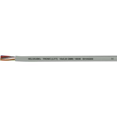 Viacžilový kábel so viditeľnými koncami vodičov a označením 'HELU KABEL TROVILYN 600/25 0.15MM² 19838 001042200 CE' na izolácii.