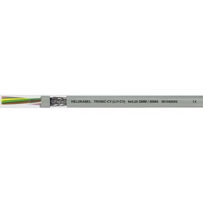 Sivý kábel s nápisom 'HELUKABEL TRONIC-CY (LiYCY) 80°C 0.6/1kV/2000 00020802 CE' a zobrazenou štruktúrou drôtu.