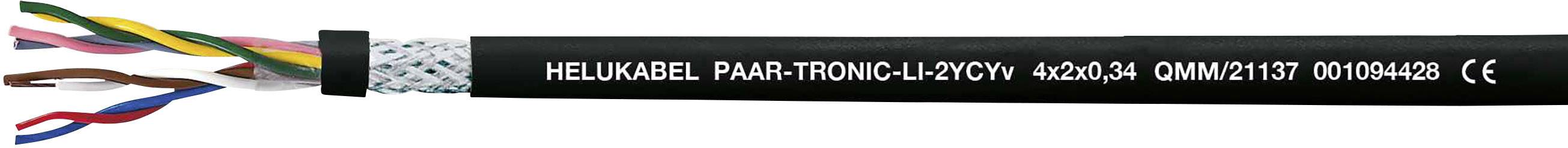 Kábel s viacerými farebnými vodičmi, označený ako 'HELU KABEL PARA-TRONIC-C-LAYCYB'.