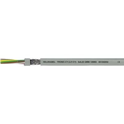 Sivý kábel s nápisom 'HELUKABEL TRONIC-CY LiYCY'. Na konci sú viditeľné viaceré farebné vodiče.